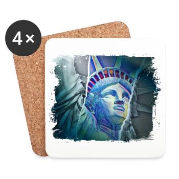 New York City NYC USA America Statue of Liberty - Coasters (set of 4) - white - Front