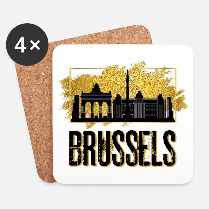 Brussels Brüssel Belgien Stadt Skyline Gold - Untersetzer (4er-Set) - Weiß