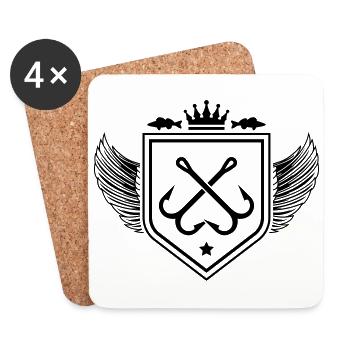 angelhaken symbol fischen wappen - Untersetzer (4er-Set) - Weiß - Vorne