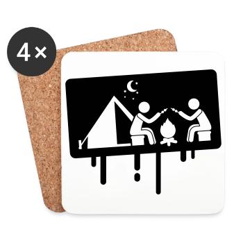 Camping camper - Dessous de verre (lot de 4) - blanc - Devant