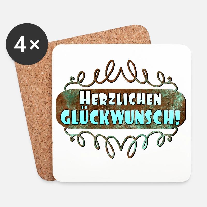 Herzlichen Glückwunsch GRATULATION GRUß - Untersetzer (4er-Set) - Weiß