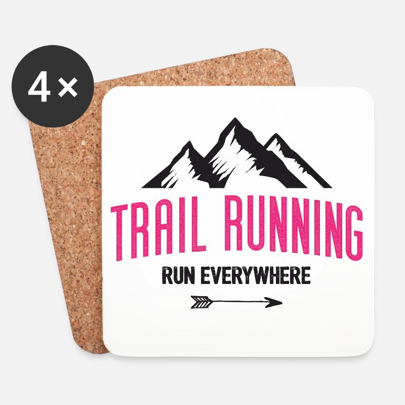 Trail Running – Courez partout - Dessous de verre (lot de 4) - blanc