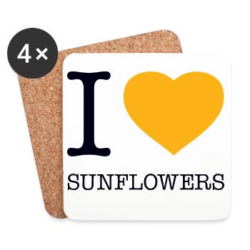 I LOVE SUNFLOWERS SUNFLOWER - Coasters (set of 4) - white - Front
