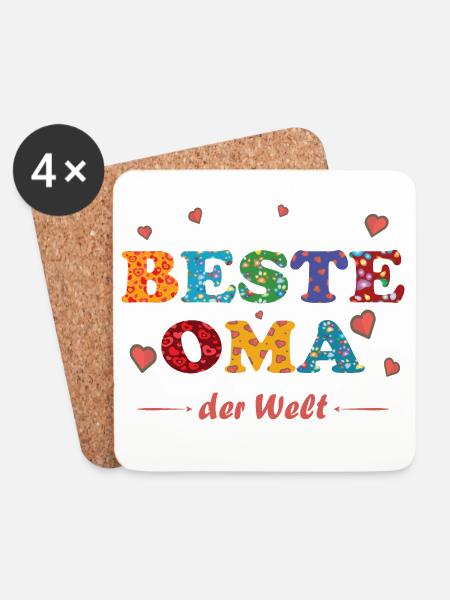Beste Oma - auf der ganzen Welt - Danke - Untersetzer (4er-Set) - Weiß