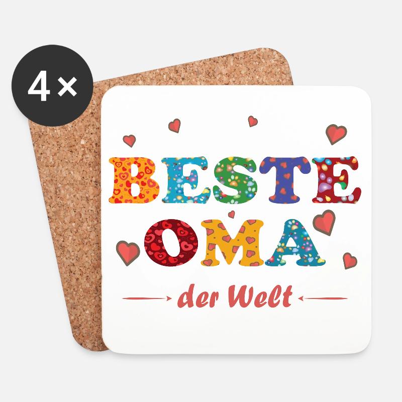 Beste Oma - auf der ganzen Welt - Danke - Untersetzer (4er-Set) - Weiß