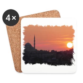 Istanbul with Bosphorus Sunset - Coasters (set of 4) - white - Front