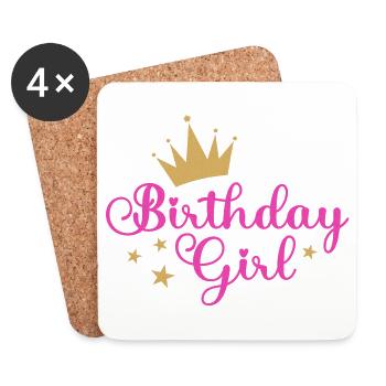 fille d’anniversaire - Dessous de verre (lot de 4) - blanc - Devant