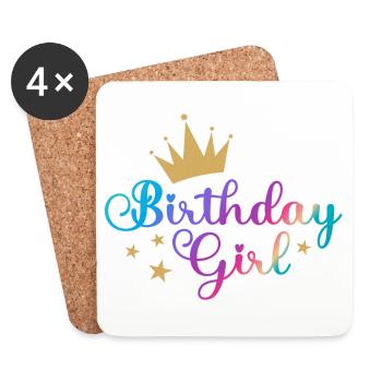 fille d’anniversaire - Dessous de verre (lot de 4) - blanc - Devant