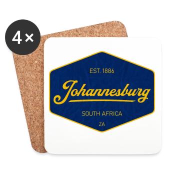 Johannesburg Vintage Sign Blue Yellow - Coasters (set of 4) - white - Front
