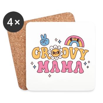 Groovy Mama Hippie Flower And Rainbow - Coasters (set of 4) - white - Front