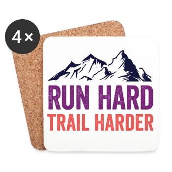 Lauf hart. Härter auf dem Trail. - Untersetzer (4er-Set) - Weiß - Vorne