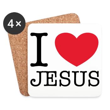 Jesus Christus von Nazareth Glaube I Love Jesus - Untersetzer (4er-Set) - Weiß - Vorne