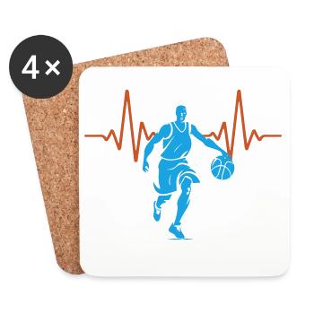 ECG Heartbeat Basketball Pulse | Couleurs changeantes - Dessous de verre (lot de 4) - blanc - Devant