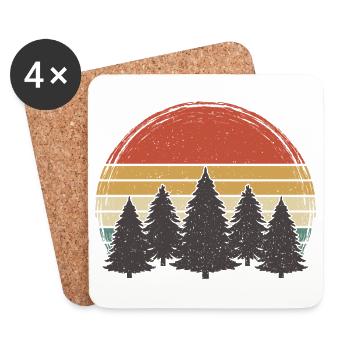Sunset Trees Vintage Forest Grunge Tree Retro Nature - Coasters (set of 4) - white - Front