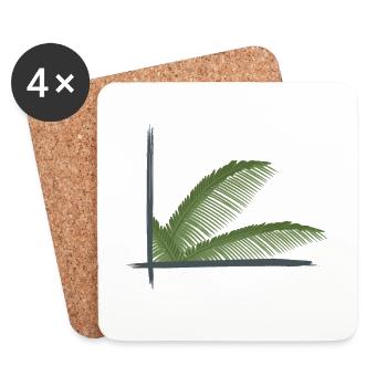Palm leaves framed in brush frames - Coasters (set of 4) - white - Front