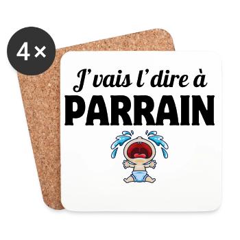 j'vais je dire, parrain, super parrain - Dessous de verre (lot de 4) - blanc - Devant
