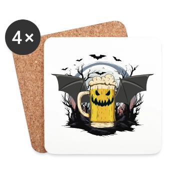 Vambier Vampire Bière Halloween Party Drôle Costume - Dessous de verre (lot de 4) - blanc - Devant