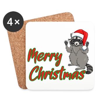 Joyeux Noël Raton laveur - Dessous de verre (lot de 4) - blanc - Devant