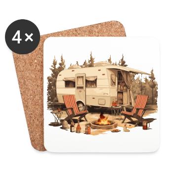 Camping Natur Wein Lagerfeuer - Die Alpen Designer - Untersetzer (4er-Set) - Weiß - Vorne