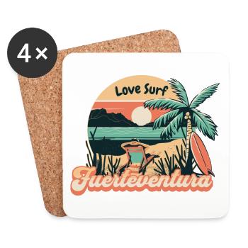 Fuerteventura Surfing Surfboard Palm Trees Island Summer - Coasters (set of 4) - white - Front