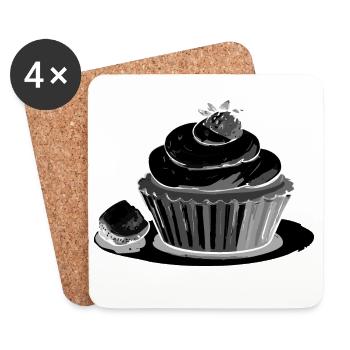 Cupcake Fraise - Dessous de verre (lot de 4) - blanc - Devant