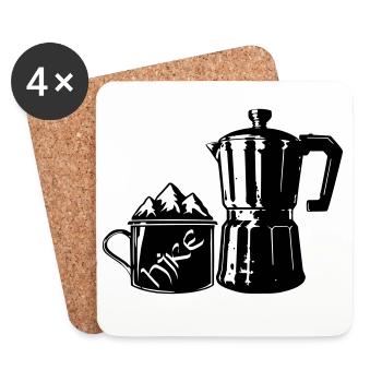 Coffee Hike - Espresso de montagne [Noir] - Dessous de verre (lot de 4) - blanc - Devant