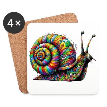 Escargot - Dessous de verre (lot de 4) - blanc - Devant