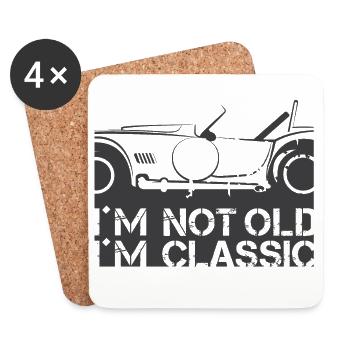 Classic Car Funny Sayings Icon Illustration - Coasters (set of 4) - white - Front