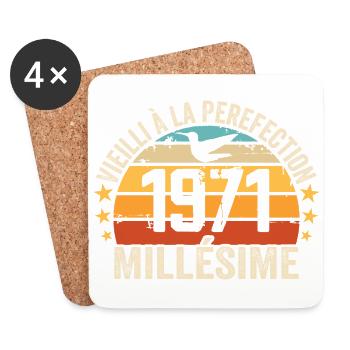 Millésime 1971 Cadeau D’anniversaire Rétro 1971 - Dessous de verre (lot de 4) - blanc - Devant