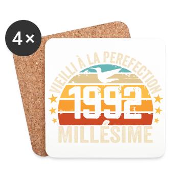 Jahrgang 1992 Retro Geburtstagsgeschenk 1992 - Untersetzer (4er-Set) - Weiß - Vorne