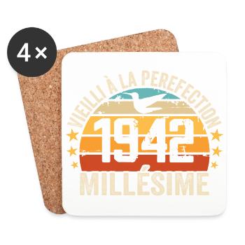 Millésime 1942 Cadeau D’anniversaire Rétro 1942 - Dessous de verre (lot de 4) - blanc - Devant