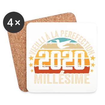 Jahrgang 2020 Retro Geburtstagsgeschenk 2020 - Untersetzer (4er-Set) - Weiß - Vorne