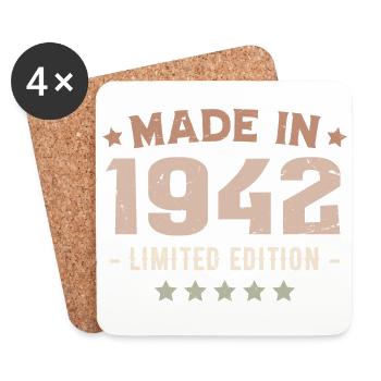 Baujahr 1942 Geburtstagsgeschenk 1942 Jahrgang 1942 - Untersetzer (4er-Set) - Weiß - Vorne