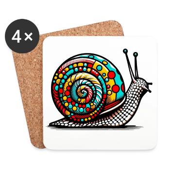 Escargot - Dessous de verre (lot de 4) - blanc - Devant