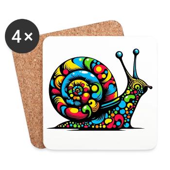 Schnecke - Untersetzer (4er-Set) - Weiß - Vorne
