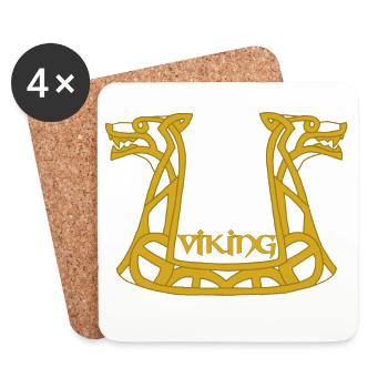 Dragon d'or viking - Dessous de verre (lot de 4) - blanc - Devant