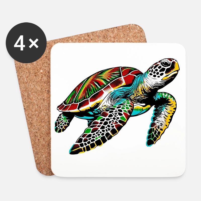 Schildkröte - Untersetzer (4er-Set) - Weiß