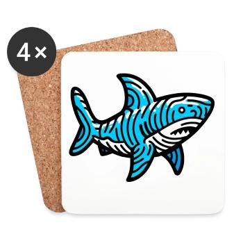 Requin - Dessous de verre (lot de 4) - blanc - Devant