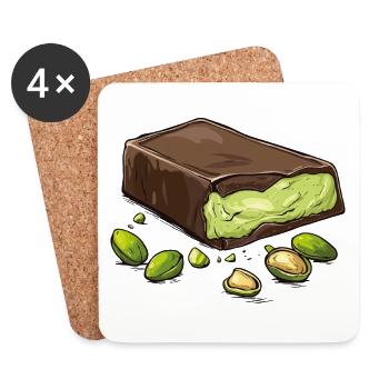 Dubaï Chocolat Pistaches Pistache Crème Chocolat - Dessous de verre (lot de 4) - blanc - Devant