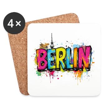 Berlin Graffiti Font Street Art Urban Style - Coasters (set of 4) - white - Front