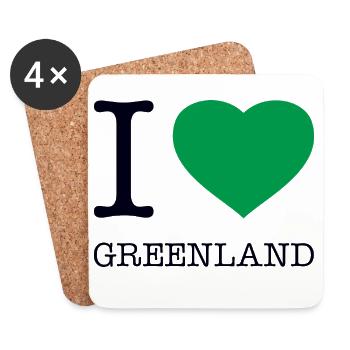 I LOVE GREENLAND Grönland - Coasters (set of 4) - white - Front