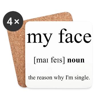 My Face (Mein Gesicht) Definition Dictionary - Untersetzer (4er-Set) - Weiß - Vorne