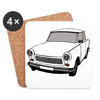  ,Trabi , DDR, Auto, DDR, Ostdeutschland - Untersetzer (4er-Set) - Weiß - Vorne