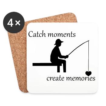 Angler Heartbeat – Gift for Fishing Fans, Heart - Coasters (set of 4) - white - Front