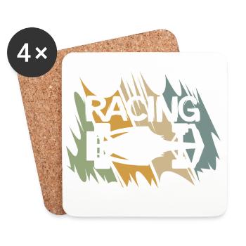 Design de course de formule rétro pour les fans de sport automobile - Dessous de verre (lot de 4) - blanc - Devant