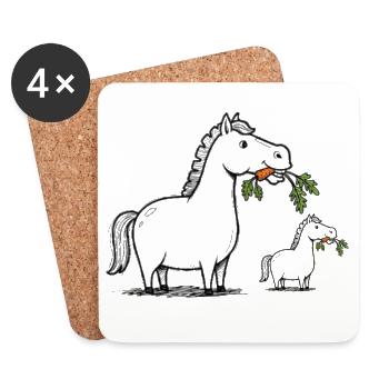 Humorous horse with carrot - Coasters (set of 4) - white - Front