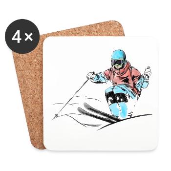 Mogul skiing - Untersetzer (4er-Set) - Weiß - Vorne