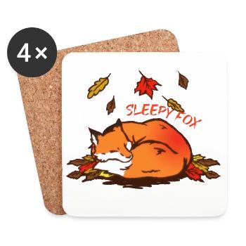 Schlafender Fuchs Herbsttraum Sleepy Fox - Untersetzer (4er-Set) - Weiß - Vorne