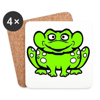 Frog Toad Laughing Funny Silly Cheeky Sitting Comic - Coasters (set of 4) - white - Front