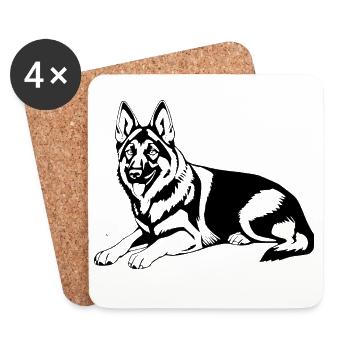 Berger allemand T-shirt chien cadeau - Dessous de verre (lot de 4) - blanc - Devant